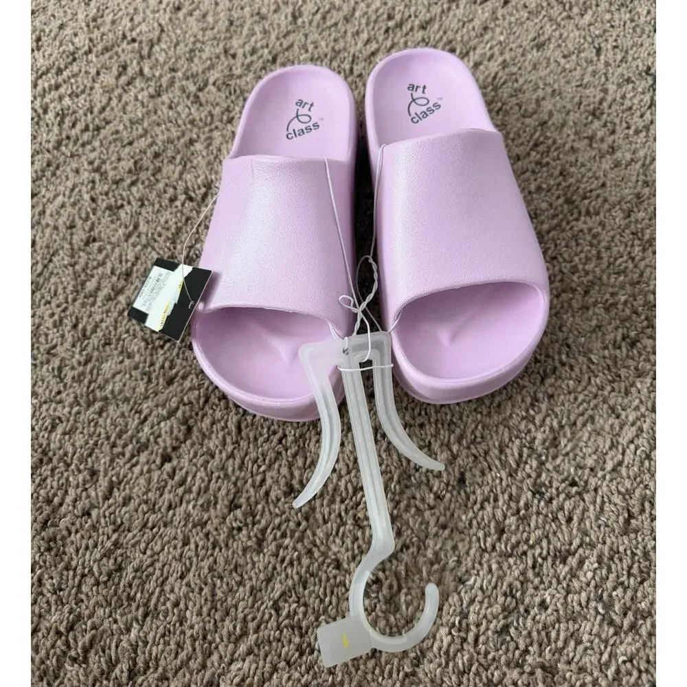 Art Class Girls Platform Slide Sandals Lilac Pink Size 1 Youth NWT Lightweight